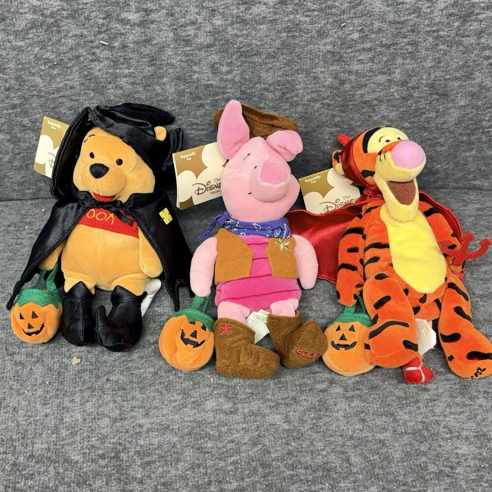Lot Of 3 Disney Winnie The Pooh & Friends Halloween Beanie Plush